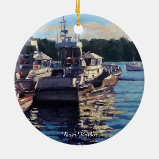 Beauful Bass Harbour Maine Vist Boat Scene Keramisch Ornament (Achterkant)