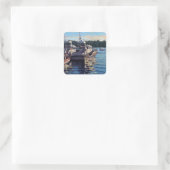 Beauful Bass Harbour Maine Vist Boat Scene Vierkante Sticker (Tas)