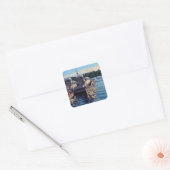 Beauful Bass Harbour Maine Vist Boat Scene Vierkante Sticker (Envelop)