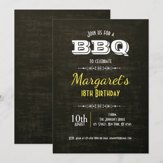 Beauful BBQ Birthday Party Invite Kaart (Voorkant / Achterkant)