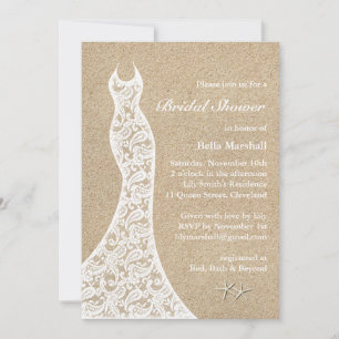 Beauful Beach Bridal Shower Invitation White Kaart