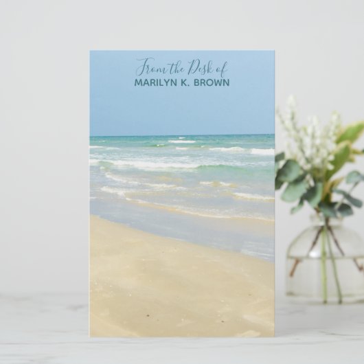 Beauful Beach Custom Seashore Briefpapier (Staand voorkant)