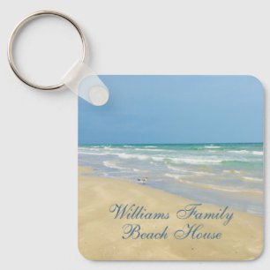 Beauful Beach House Custom Name Kustfoto Sleutelhanger