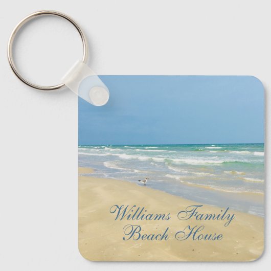 Beauful Beach House Custom Name Kustfoto Sleutelhanger (Voorkant)