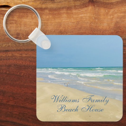 Beauful Beach House Custom Name Kustfoto Sleutelhanger (Voorkant)