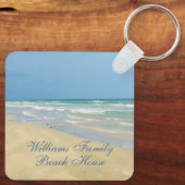 Beauful Beach House Custom Name Kustfoto Sleutelhanger (Achterkant)