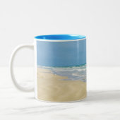 Beauful Beach House Seaside Monogram Ocean Tweekleurige Koffiemok (Links)