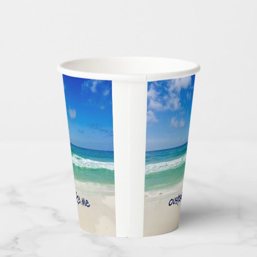 Beauful Beach Photo Custom Seaside Wedding Party Papieren Bekers (Rechts)