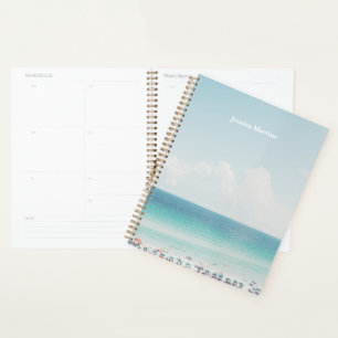 Beauful Beach Photography Cool Blue Ocean Skies Planner
