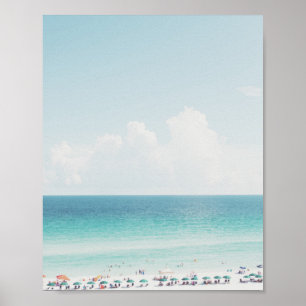Beauful Beach Photography Cool Blue Ocean Skies Poster
