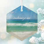 Beauful Beach Photography Custom Seaside Home Glas Ornament<br><div class="desc">Een prachtige strandfoto genomen op de ideale vakantiebestemming van Destin in Florida. De prachtige groene wateren van Sandestin spoelen naar de zandkust onder de serene blauwe hemel om de perfecte schilderachtig vakantiefoto te maken.</div>