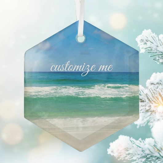 Beauful Beach Photography Custom Seaside Home Glas Ornament