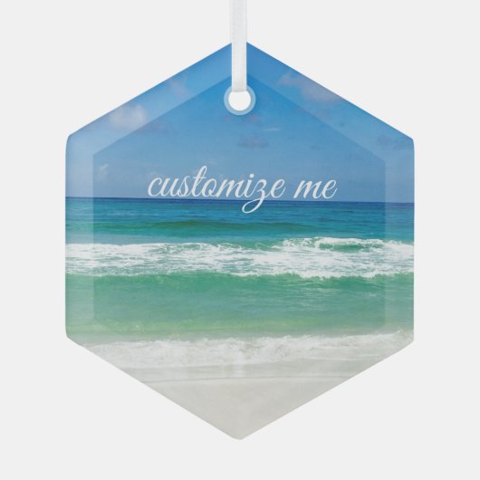 Beauful Beach Photography Custom Seaside Home Glas Ornament (Voorkant)