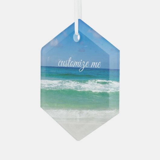Beauful Beach Photography Custom Seaside Home Glas Ornament (Voorkant links)