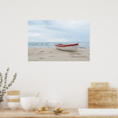 Beauful Beach Small Boat Blue Sky Poster (Keuken)