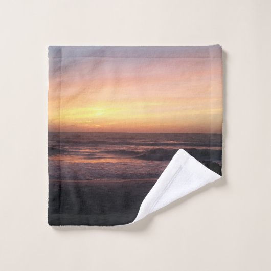 Beauful Beach Sunset Photo Print Bad Handdoek (Wasdoekje)