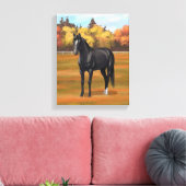 Beauful Black Quarter Horse Stallion Canvas Afdruk (Insitu (Woonkamer))