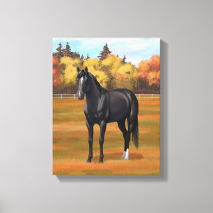Beauful Black Quarter Horse Stallion Canvas Afdruk