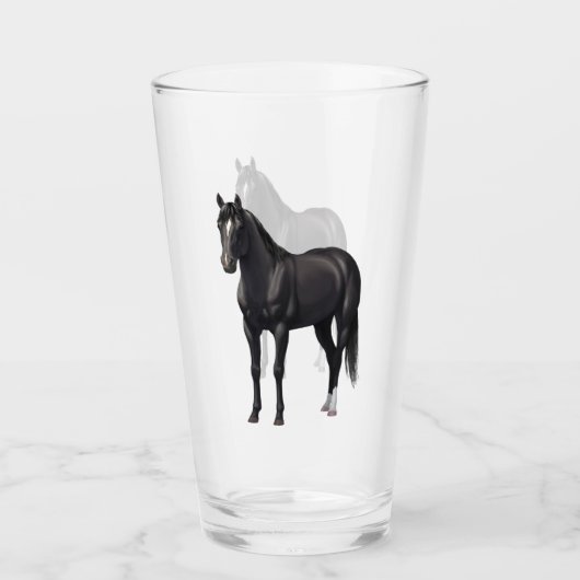 Beauful Black Quarter Horse Stallion Glas (Voorkant)