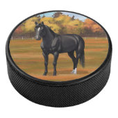Beauful Black Quarter Horse Stallion Hockey Puck (3/4)