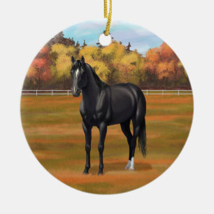Beauful Black Quarter Horse Stallion Keramisch Ornament