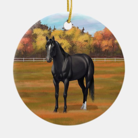 Beauful Black Quarter Horse Stallion Keramisch Ornament (Voorkant)