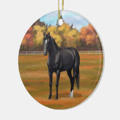 Beauful Black Quarter Horse Stallion Keramisch Ornament (Links)