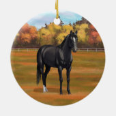 Beauful Black Quarter Horse Stallion Keramisch Ornament (Achterkant)