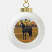 Beauful Black Quarter Horse Stallion Keramische Bal Ornament (Voorkant)