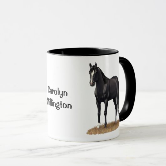 Beauful Black Quarter Horse Stallion Mok (Voorkant rechts)