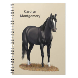 Beauful Black Quarter Horse Stallion Notitieboek