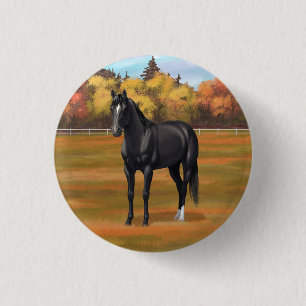 Beauful Black Quarter Horse Stallion Ronde Button 3,2 Cm