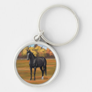 Beauful Black Quarter Horse Stallion Sleutelhanger