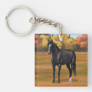 Beauful Black Quarter Horse Stallion Sleutelhanger