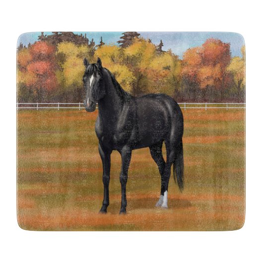 Beauful Black Quarter Horse Stallion Snijplank (Voorkant)