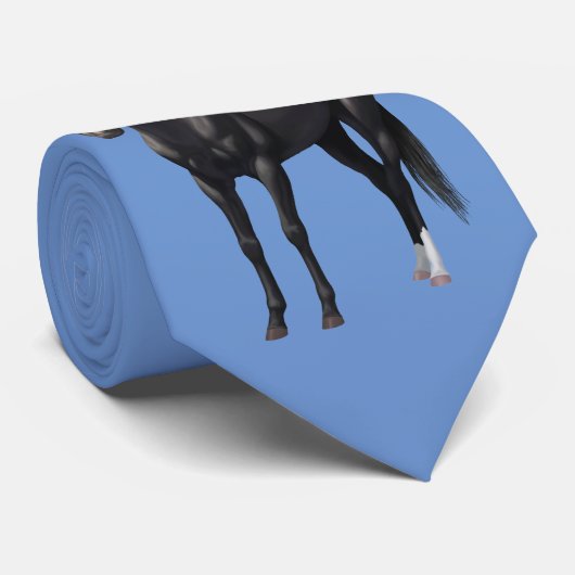 Beauful Black Quarter Horse Stallion Stropdas (Opgerold)