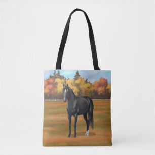 Beauful Black Quarter Horse Stallion Tote Bag