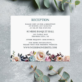 Beauful Blooms Floral Spring Pastel Blauwgroen Informatiekaartje