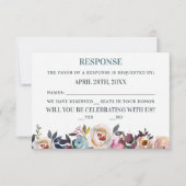 Beauful Blooms Floral Spring Pastel Blauwgroen RSVP Kaartje (Voorkant)