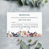 Beauful Blooms Floral Spring Pastel Blauwgroen RSVP Kaartje