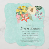 Beauful Blooms Sweet Sixteen Birthday Uitnodiging (Voorkant / Achterkant)