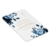Beauful Blue Floral Cross Baptisme Magneet (Rechterzijde)