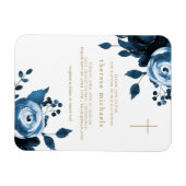 Beauful Blue Floral Cross Baptisme Magneet (Horizontaal)