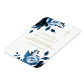 Beauful Blue Floral Cross Baptisme Magneet (Linkerzijde)