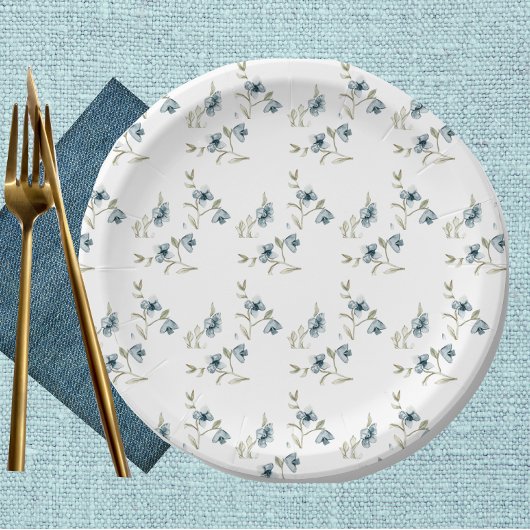 Beauful Blue Floral French Elegance Papieren Bordje