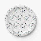 Beauful Blue Floral French Elegance Papieren Bordje (Voorkant)