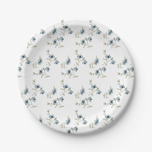 Beauful Blue Floral French Elegance Papieren Bordje (Voorkant)
