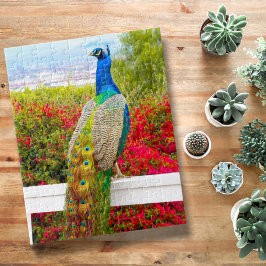 Beauful Blue Green Peacock Foto Stijlvol beeld Legpuzzel