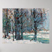 Beauful Blue Grey Winter Snow Scene Poster (Voorkant)