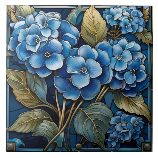 Beauful Blue Hydrangea Flower Tegeltje (Voorkant)